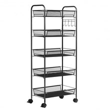 Load image into Gallery viewer, 5 Tier Mesh Rolling File Utility Cart Storage Basket-Black
