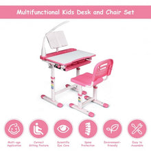 Load image into Gallery viewer, Adjustable Kids Desk Chair Set with Lamp and Bookstand-Pink