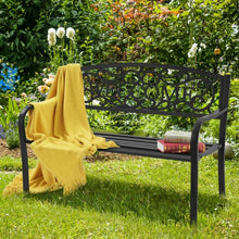 Load image into Gallery viewer, Outdoor Furniture Steel Frame Porch Garden Bench-Black