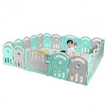 Load image into Gallery viewer, 20-Panel Playpen with Music Box & Basketball Hoop-Light Green