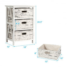 Load image into Gallery viewer, Vintage Wood Frame End Table Chest with 3 Fabric Drawers