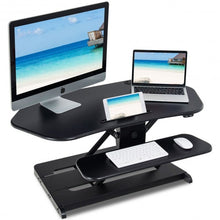 Load image into Gallery viewer, Electric Height Adjustable Sit-Stand Converter Standing Desk-Black
