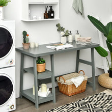 Load image into Gallery viewer, Trestle Computer Desk Home Office Workstation with Removable Shelves-Gray