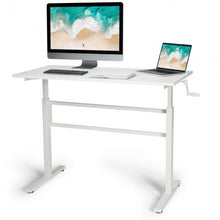 Load image into Gallery viewer, Height Adjustable Sit to Stand Desk with Crank Handle and Ergonomic Design-White