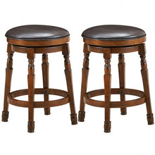 Load image into Gallery viewer, Set of 2 24" Swivel Leather Padded Bar Dining Stool