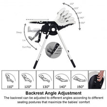 Load image into Gallery viewer, Foldable High chair with Multiple Adjustable Backrest-White