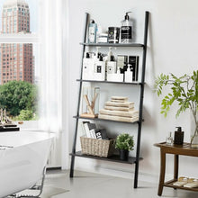 Load image into Gallery viewer, 4-Tier Industrial Leaning Wall Bookcase-Black
