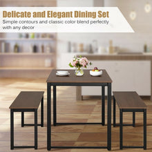 Load image into Gallery viewer, Modern 3 Piece Dining Table with 2 Benches