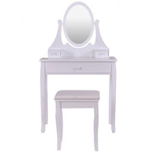 Load image into Gallery viewer, Vanity Wooden Makeup Dressing Table Stool Set -White