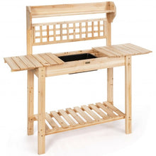 Load image into Gallery viewer, Garden Potting Bench Workstation Table with Sliding Tabletop Sink Shelves