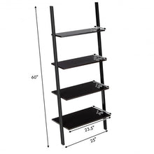 Load image into Gallery viewer, 4-Tier Industrial Leaning Wall Bookcase-Black