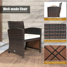 Load image into Gallery viewer, 3 Pieces PE Rattan Wicker Furniture Set with Cushion Sofa Coffee Table for Garden-White