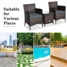 Load image into Gallery viewer, 3 pcs Outdoor Rattan Wicker Furniture Set-Gray