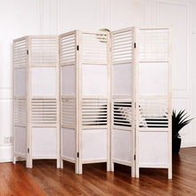 Load image into Gallery viewer, 6 Panel Stripe-hollow Wood Folding Freestanding Room Privacy Screen