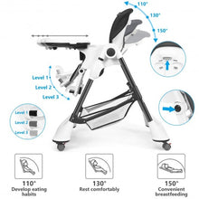 Load image into Gallery viewer, A-Shaped High Chair with 4 Lockable Wheels-Gray