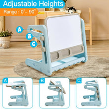 Load image into Gallery viewer, 2 in 1 Kids Easel Table and Chair Set with Adjustable Art Painting Board-Blue