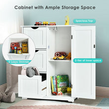 Load image into Gallery viewer, Bathroom Floor Cabinet Side Storage Cabinet with 3 Drawers and 1 Cupboard-White