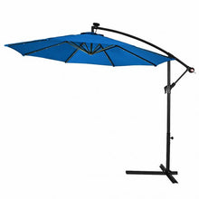 Load image into Gallery viewer, 10' Patio Hanging Umbrella Sun Shade with Solar LED Lights-Blue