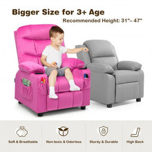 Load image into Gallery viewer, Adjustable Lounge Chair with Footrest and Side Pockets for Children-Pink