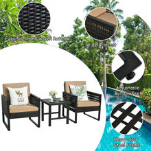 Load image into Gallery viewer, 3Pcs Patio Rattan Bistro Cushioned Furniture Set