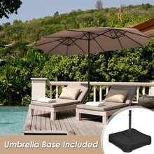 Load image into Gallery viewer, 15 Ft Solar LED Patio Double-sided Umbrella Market Umbrella with Weight Base