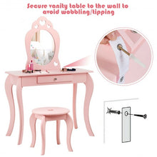 Load image into Gallery viewer, Kids Princess Makeup Dressing Play Table Set with Mirror -Pink