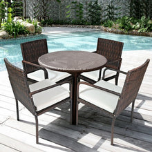 Load image into Gallery viewer, 4 PCS Outdoor Patio Rattan Dining Chairs Cushioned Sofa