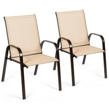 Load image into Gallery viewer, 2 PCS Patio Chairs Outdoor Dining Chair with Armrest-Beige