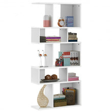 Load image into Gallery viewer, 5 Cubes Ladder Shelf Corner Bookshelf Display Rack Bookcase-White