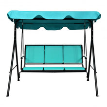 Load image into Gallery viewer, Outdoor Patio 3 Person Porch Swing Bench Chair with Canopy-Blue