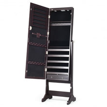 Load image into Gallery viewer, Lockable Mirrored Jewelry Cabinet with Stand and Led Lights-Brown