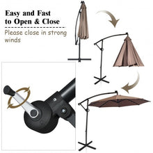 Load image into Gallery viewer, 10FT 360 Rotation Solar Powered LED Patio Offset Umbrella-Tan