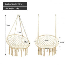 Load image into Gallery viewer, Hanging Macrame Hammock Chair with Handwoven Cotton Backrest-Natural