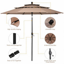 Load image into Gallery viewer, 10ft 3 Tier Patio Umbrella Aluminum Sunshade Shelter Double Vented-Beige