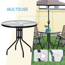 Load image into Gallery viewer, 32" Outdoor Patio Round Tempered Glass Top Table with Umbrella Hole