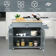 Load image into Gallery viewer, Rolling Kitchen Island Cart with Towel and Spice Rack-Gray