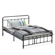 Load image into Gallery viewer, Full Size Metal Bed Frame with Steel Slats Headboard-Black
