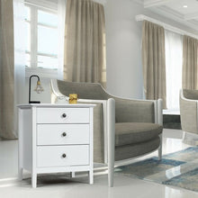 Load image into Gallery viewer, Nightstand Beside End Side Table Organizer with 3 Drawers-White