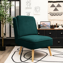 Load image into Gallery viewer, Velvet Accent Chair with Rubber Wood Legs for Living Room-Green