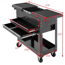 Load image into Gallery viewer, Rolling Mechanics Tool Cart Slide Top Utility Storage Cabinet Organizer 2 Drawer