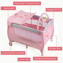 Load image into Gallery viewer, Foldable Baby Playard with Changing Station-Pink