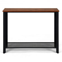 Load image into Gallery viewer, Metal Frame Wood Console Sofa Table with Storage Shelf-Brown