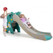 Load image into Gallery viewer, 4-in-1 Kids Climber Slide Play Set with Basketball Hoop-Green