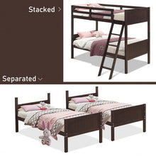 Load image into Gallery viewer, Wooden Bunk Beds Convertable 2 Individual Beds-Brown