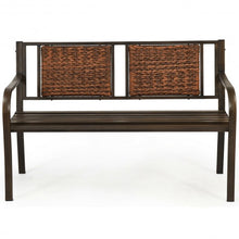 Load image into Gallery viewer, Outdoor Porch Furniture Patio Garden Bench Steel Frame Rattan