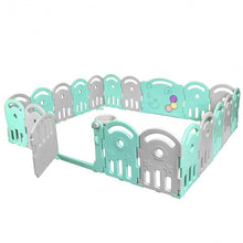 Load image into Gallery viewer, 20-Panel Playpen with Music Box & Basketball Hoop-Light Green