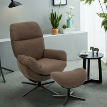Load image into Gallery viewer, Modern Swivel Rocking Chair and Ottoman Set with Aluminum Alloy Base-Coffee
