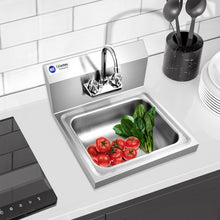 Load image into Gallery viewer, Stainless Steel Sink NSF Wall Mount Hand Washing Sink w/ Faucet and Back Splash