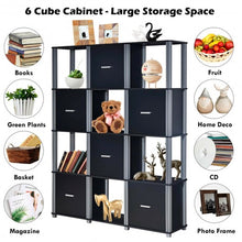 Load image into Gallery viewer, 4-Tier Storage Shelf Display Bookcase with 6 Doors-Black