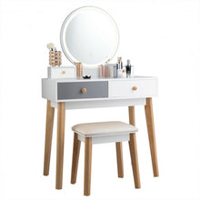 Load image into Gallery viewer, Set 3 Vanity Table Color Lighting Modes Make Up Table & Stool Set